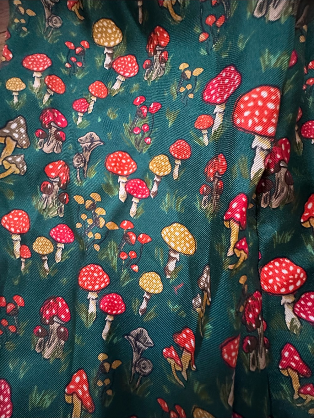 J. Crew Emerald Green Mushroom Print Ruffle Blouse - Picture 5 of 9